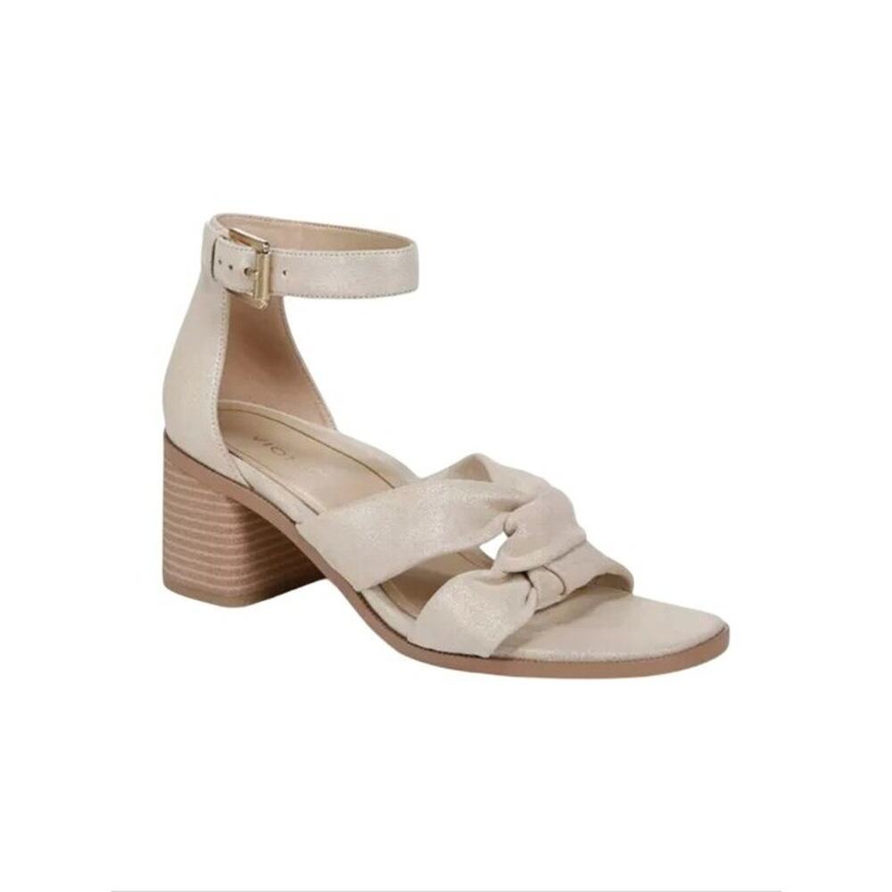 Vionic Women's Maia Sandals in gold metallic leather knotted strap Size 7 New